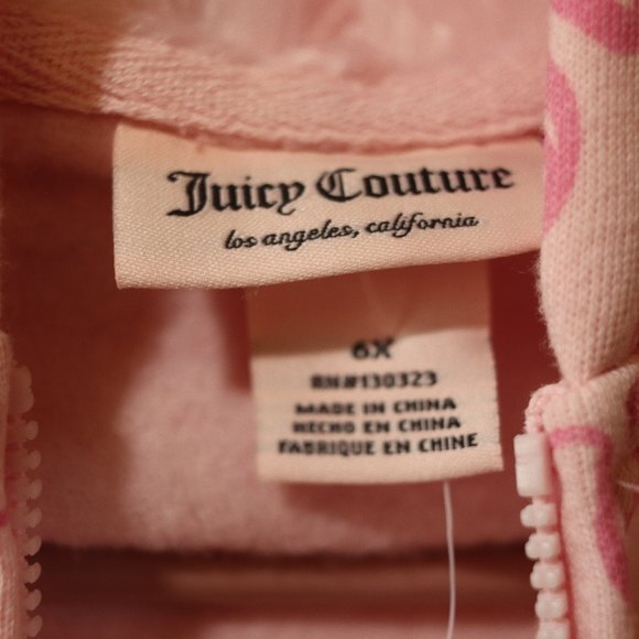 Juicy Couture Pink Spellout All Over Print Hoodie Full Zip Hoodie Girls 6X - Picture 10 of 11